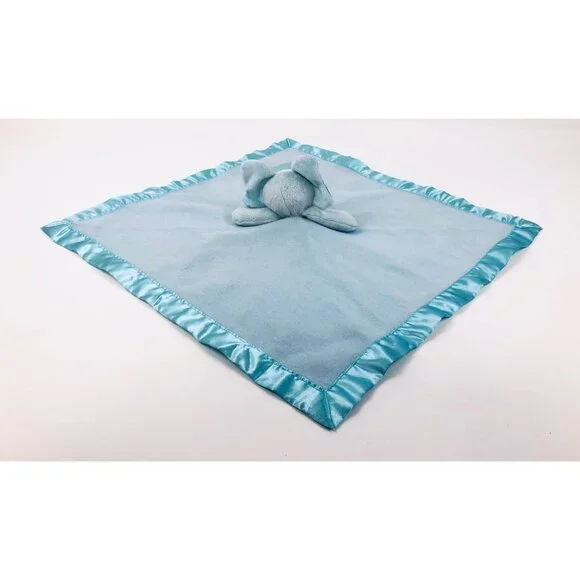 Baby Boom Elephant Security Blanket Lovey Blue Satin Edge Heart Musical - Picture 4 of 10